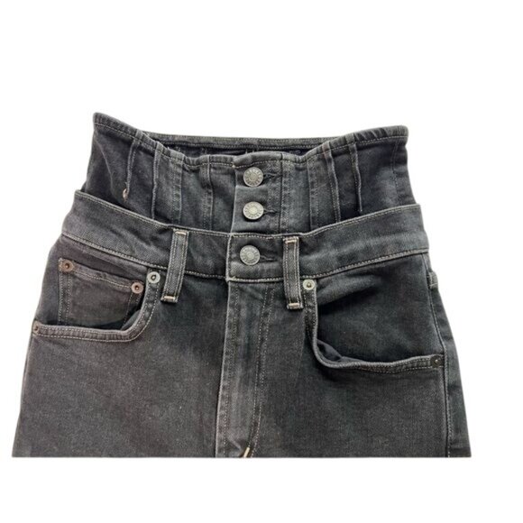 AGOLDE Remy Orbital Corset High Rise Straight Leg Jeans in Washed Black - Picture 4 of 6